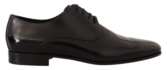 Black Leather Lace Up Men Dress Derby - EU44/US11
