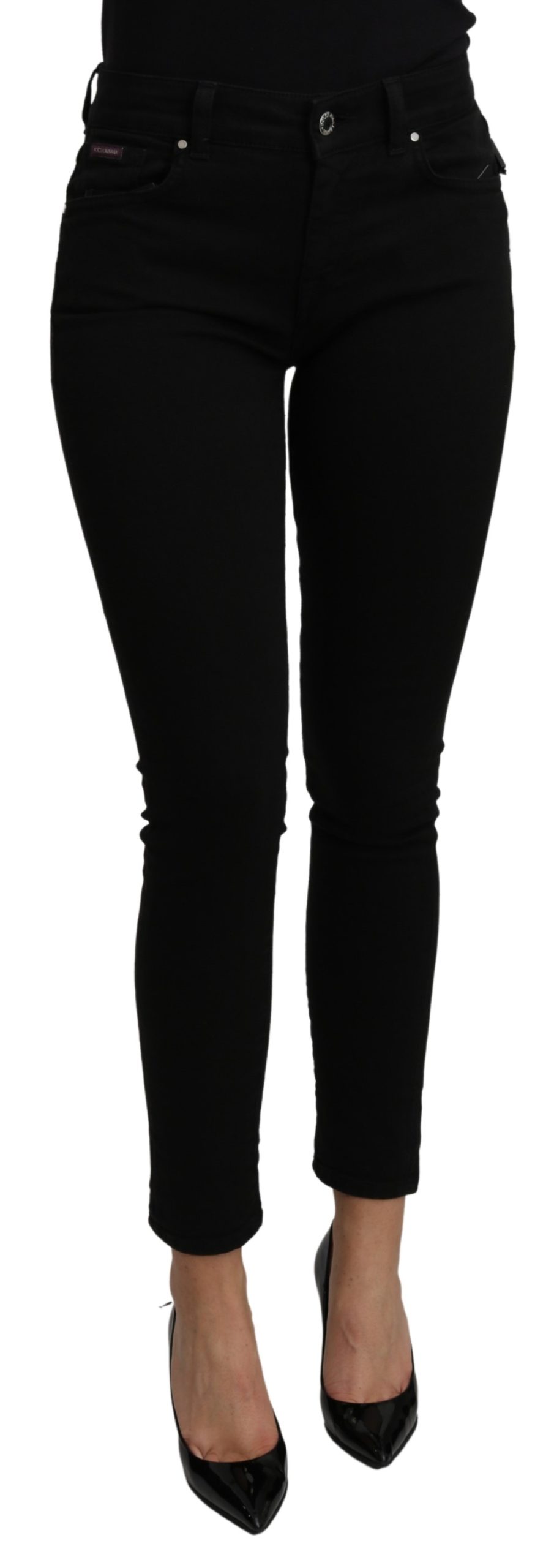 Dolce & Gabbana Women's Mid Waist Slim Fit Cotton Jeans Black PAN71105 - IT38|XS