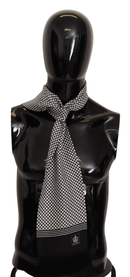 Black White Circles Silk Wrap Shawl Scarf