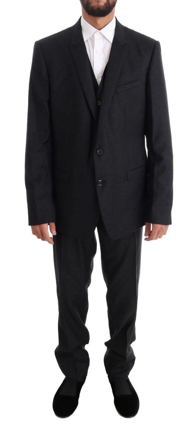 Dolce & Gabbana Men's Wool GOLD Slim Fit 3 Piece Suit Gray KOS1084 - IT56 | XXL