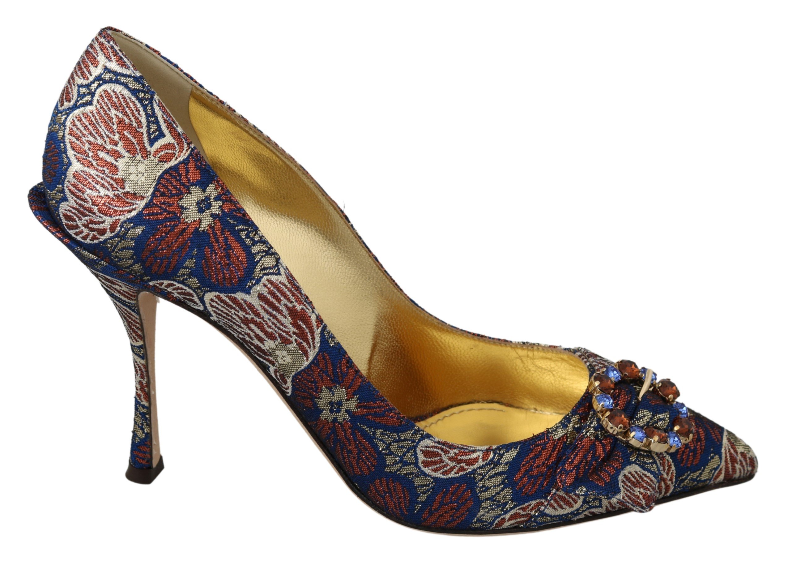 Dolce & Gabbana Women's Crystal Jacquard High Heel Pumps Blue LA7035 - EU39/US8.5