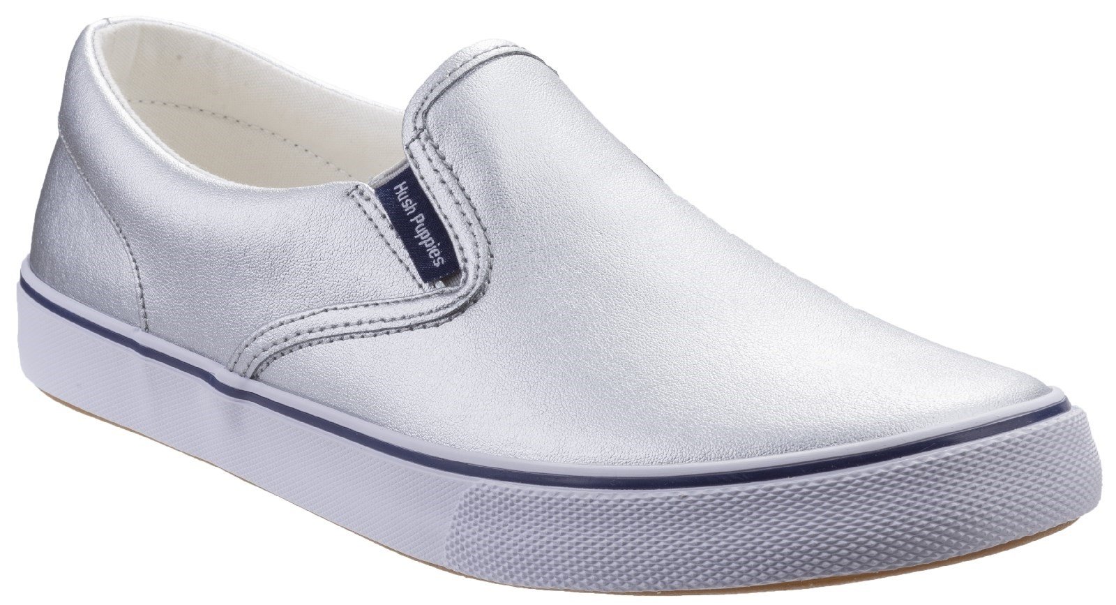Hush Puppies Women's Byanca Slip On Shoe Various Colours 29716 - Silver Metallic Leather 3