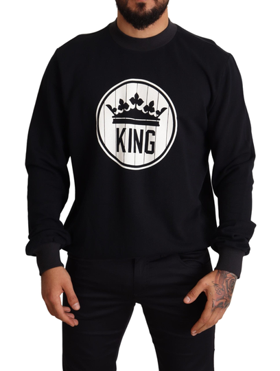 Black Crown King Cotton Pullover Sweater - IT54 | XL