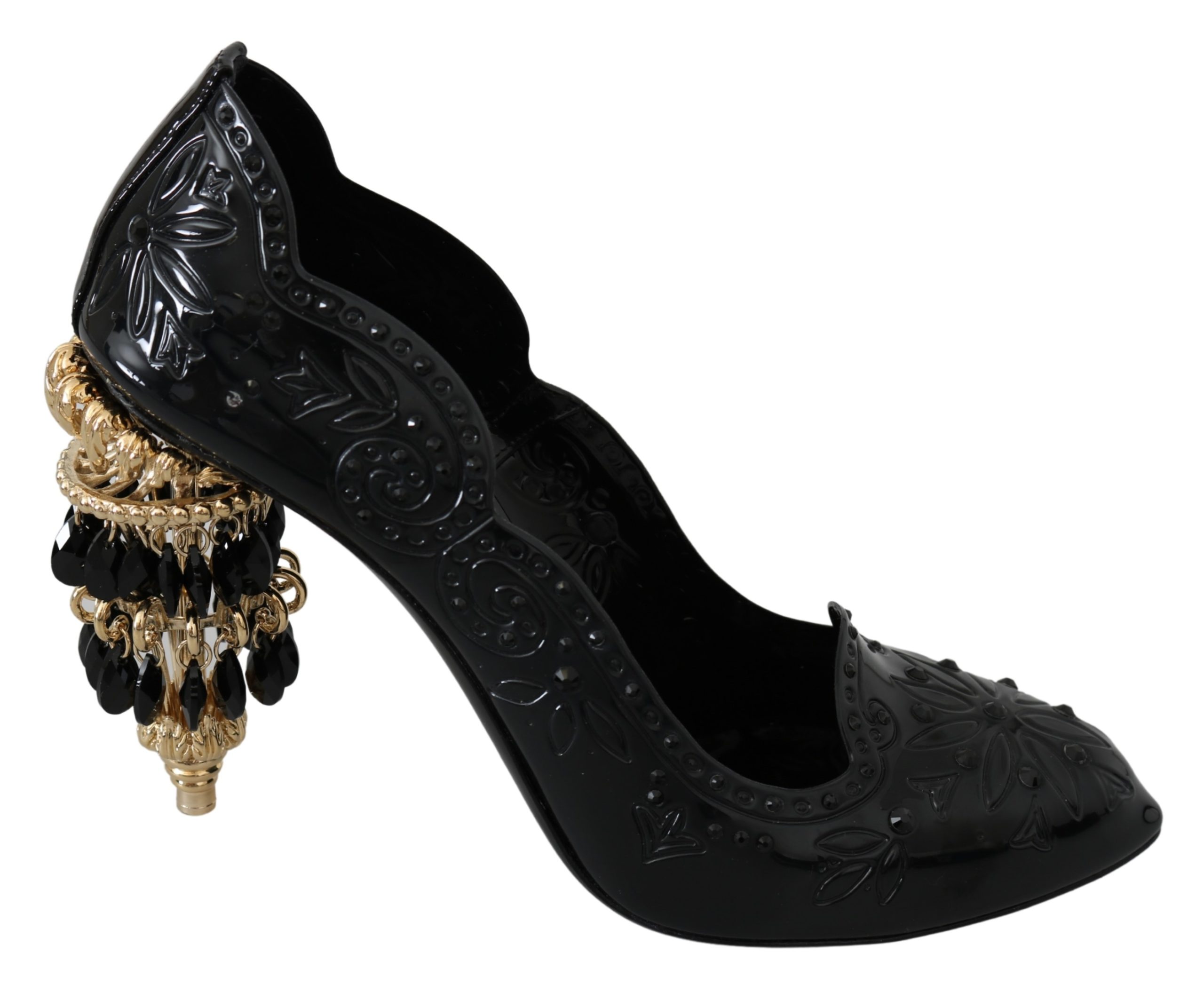 Dolce & Gabbana Women's Crystal Floral CINDERELLA Pumps Black LA7522 - EU40/US9.5