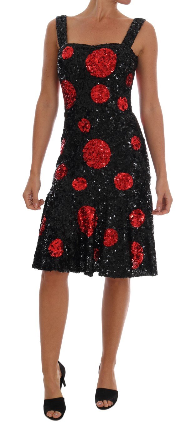 Dolce & Gabbana Women's Polka Sequined Shift Dress Black DR1223 - IT40|S