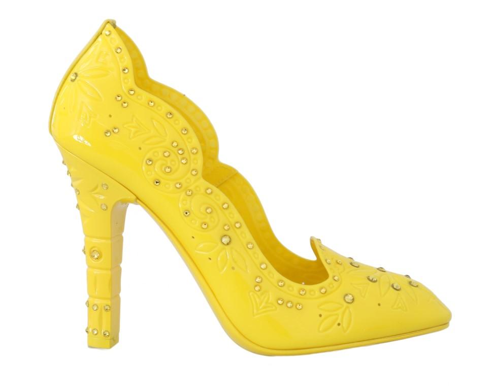 Dolce & Gabbana Women's CINDERELLA Crystal Pump Shoes Yellow LA4345 - EU37.5/US7