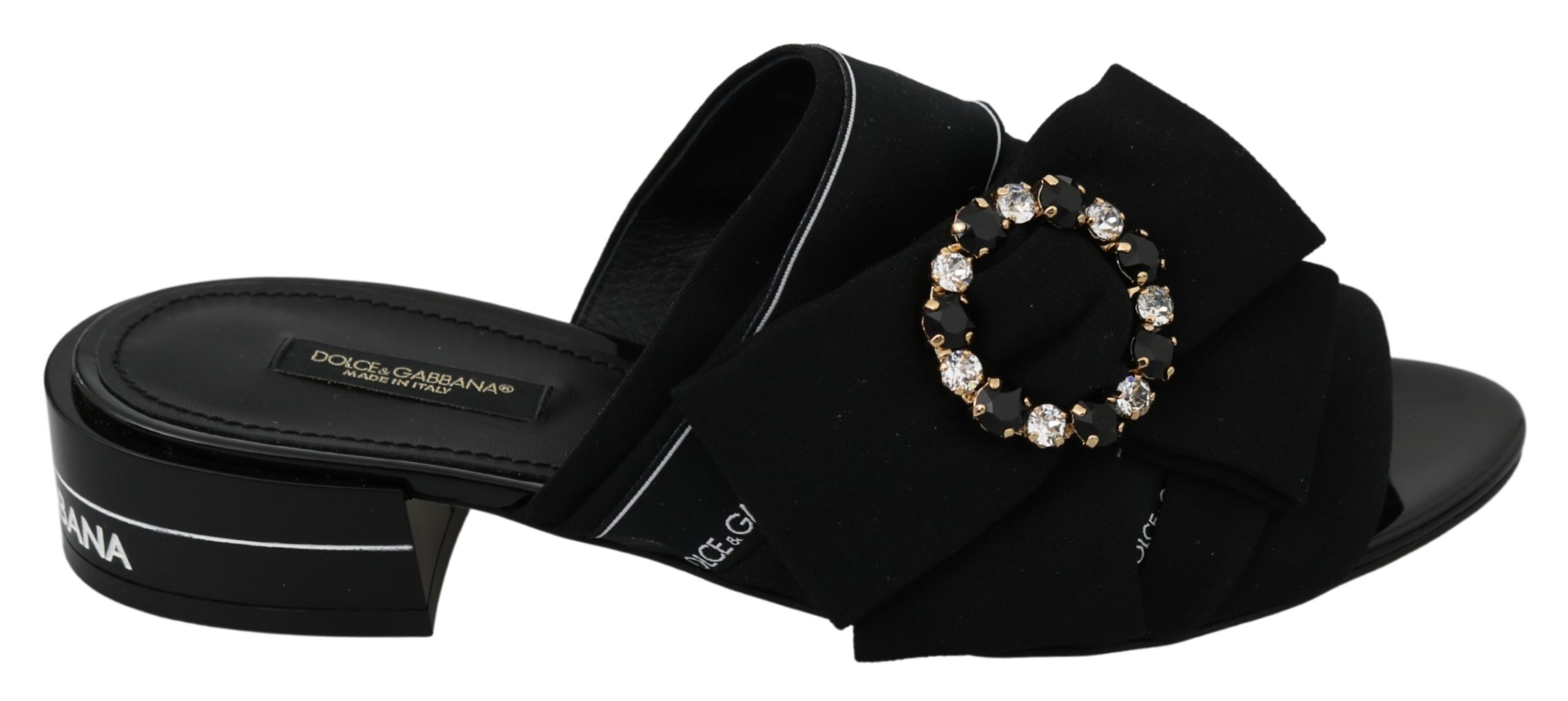 Dolce & Gabbana Women's Crystals Slides Flat Shoe Black LA7501 - EU38/US7.5