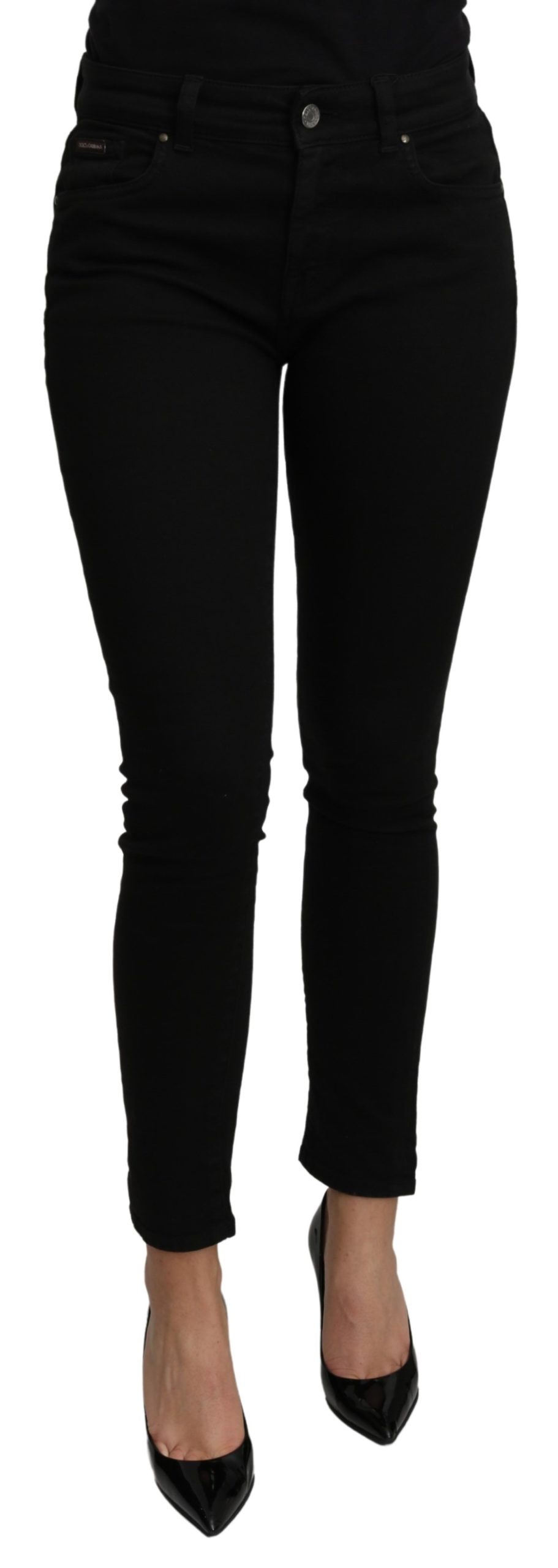 Dolce & Gabbana Women's Skinny Mid Waist Cotton Jeans Black PAN70977 - IT38|XS