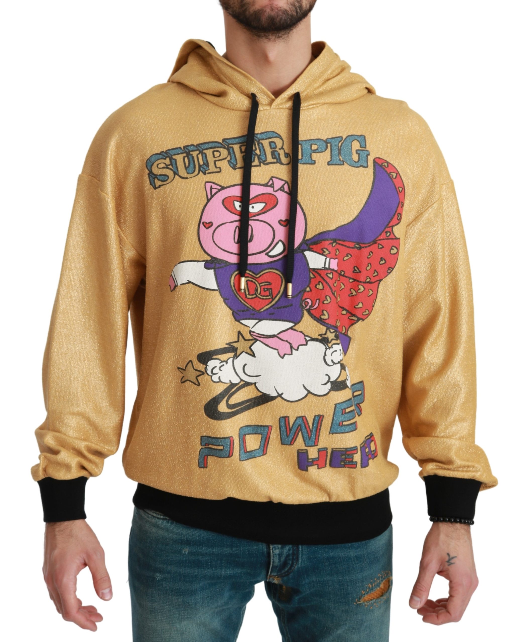 Dolce & Gabbana Men's Pig of the Year Hooded Sweater Gold TSH4614 - IT44 | XS