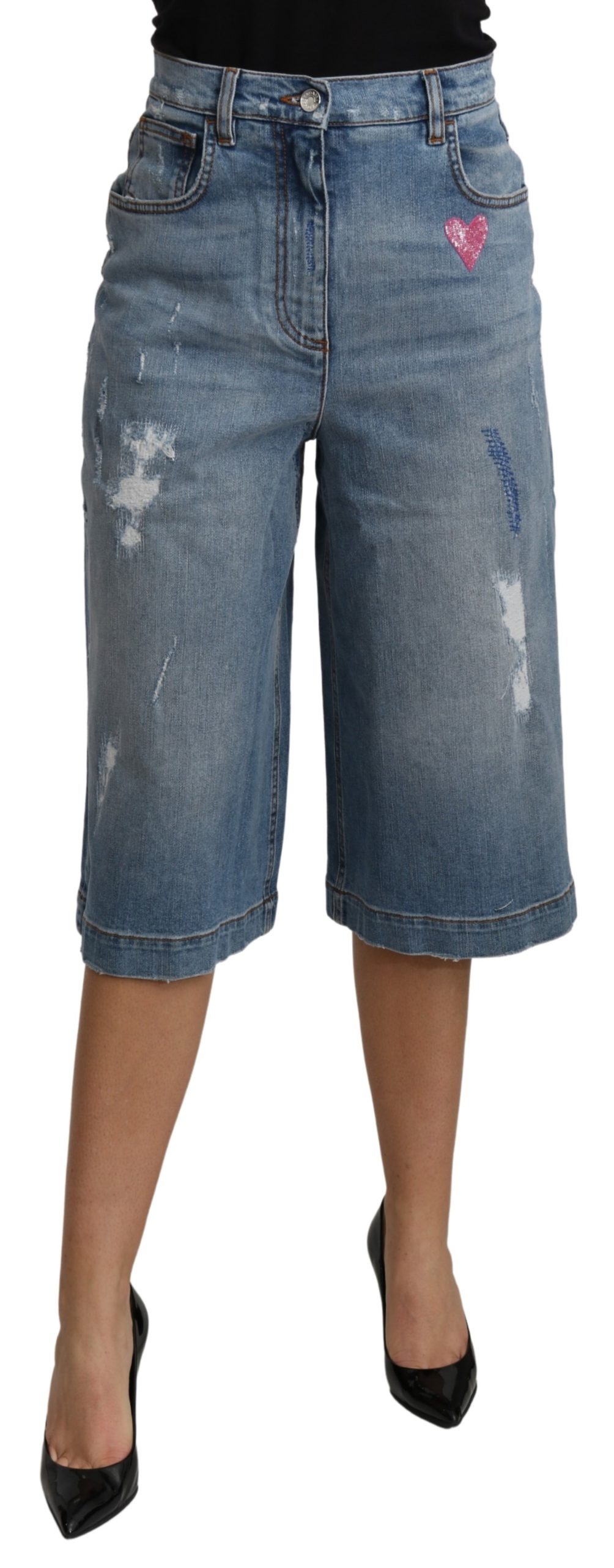 Dolce & Gabbana Women's Wide Leg Mid Waist Cotton Jeans Blue PAN70978 - IT40|S