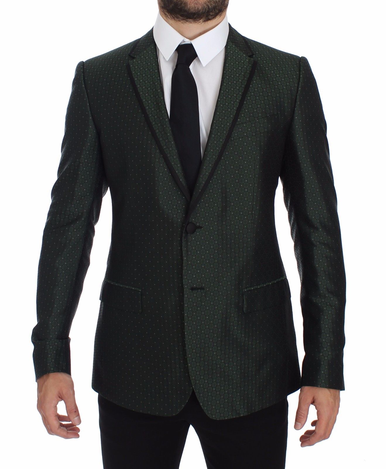 Dolce & Gabbana Men's Slim Fit Silk Two Button Blazer Green GTT10088 - IT44 | XS