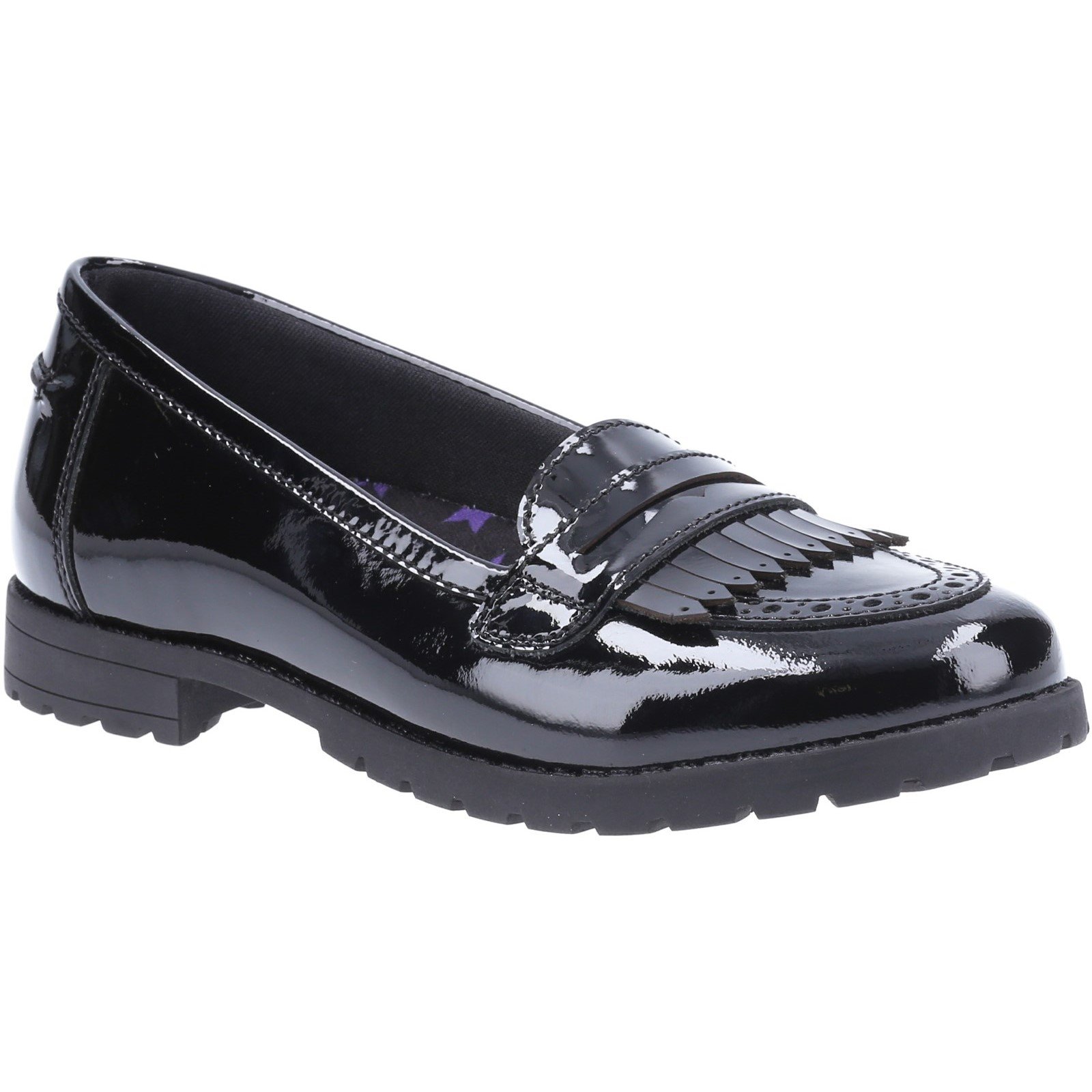 Hush Puppies Kid's Emer Senior School Shoe Patent Black 32596 - Patent Black 7
