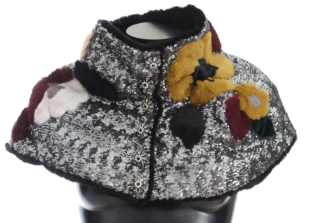 Dolce & Gabbana Women's Sequined Floral Weasel Scarf Multicolor MS780 - IT42|M