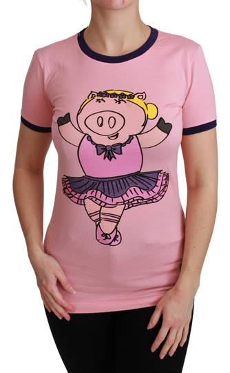 Dolce & Gabbana Women's THE PIG Cotton T-Shirt Pink TSH4556 - IT36 | XS