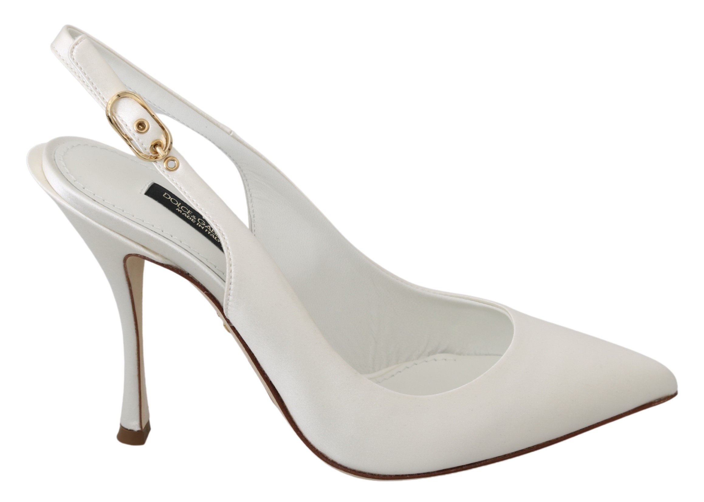 Dolce & Gabbana Women's Silk High Slingback Heels White LA6955 - EU36/US5.5
