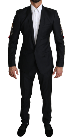 GOLD Black 2 Piece FOX Embroidered Suit - IT46 | S