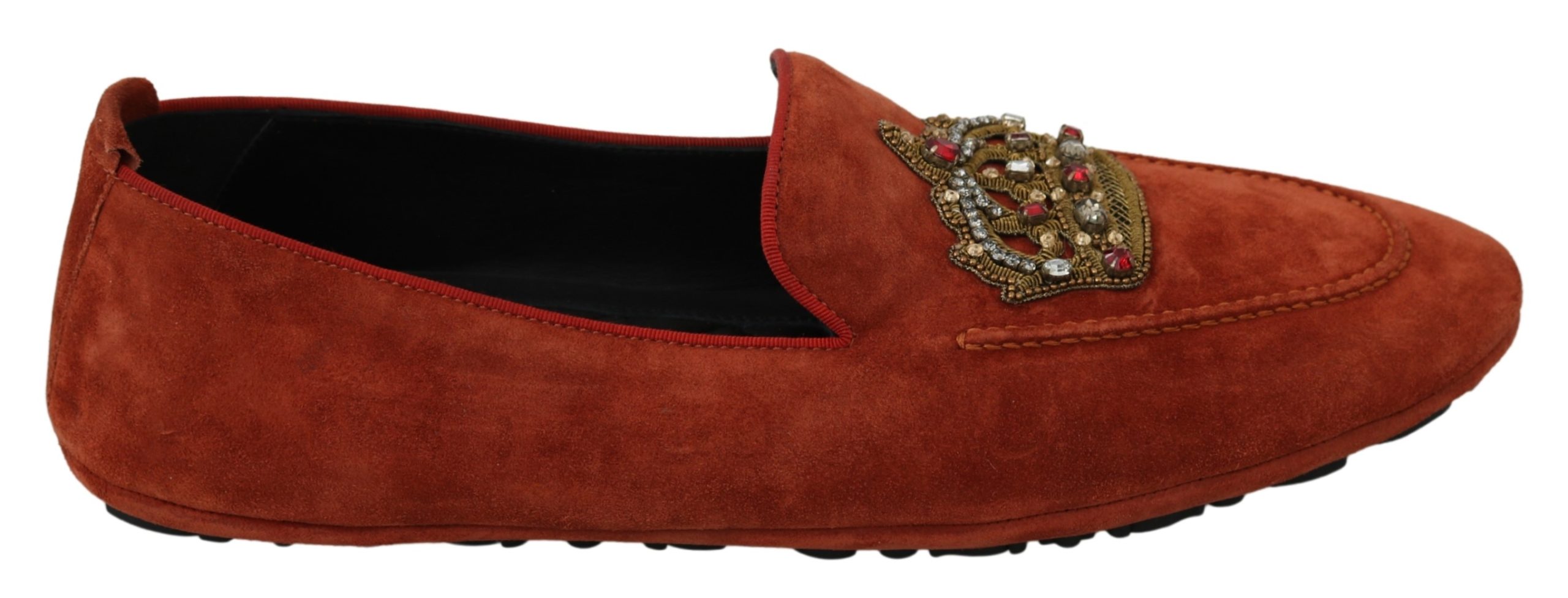 Dolce & Gabbana Men's Leather Crystal Crown Loafer Orange MV2876 - EU44/US11