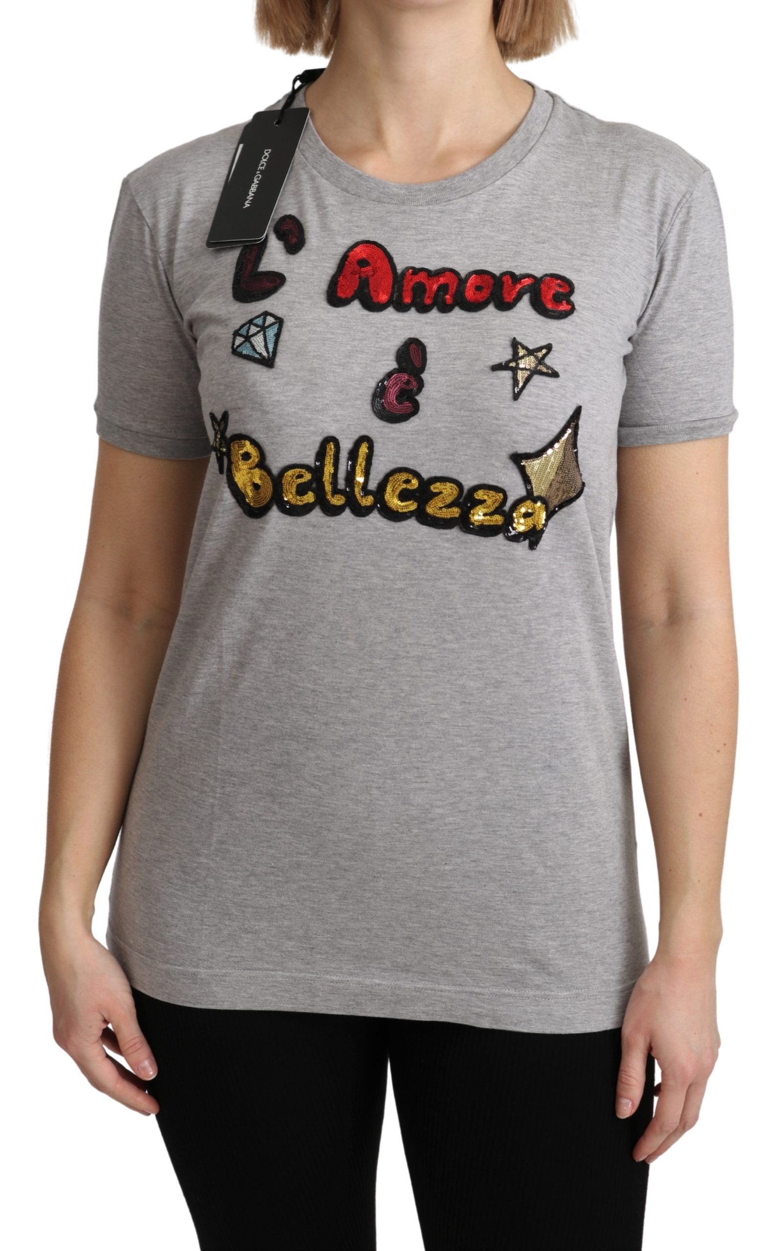 Dolce & Gabbana Women's Cotton Amore e Bellezza T-Shirt Gray TSH5154 - IT36 | XS