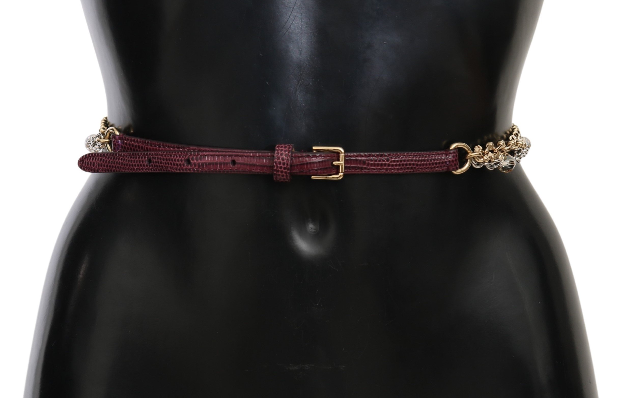 Dolce & Gabbana Women's Leather Crystals Waist Belt Purple BEL60636 - 95 cm / 38 Inches
