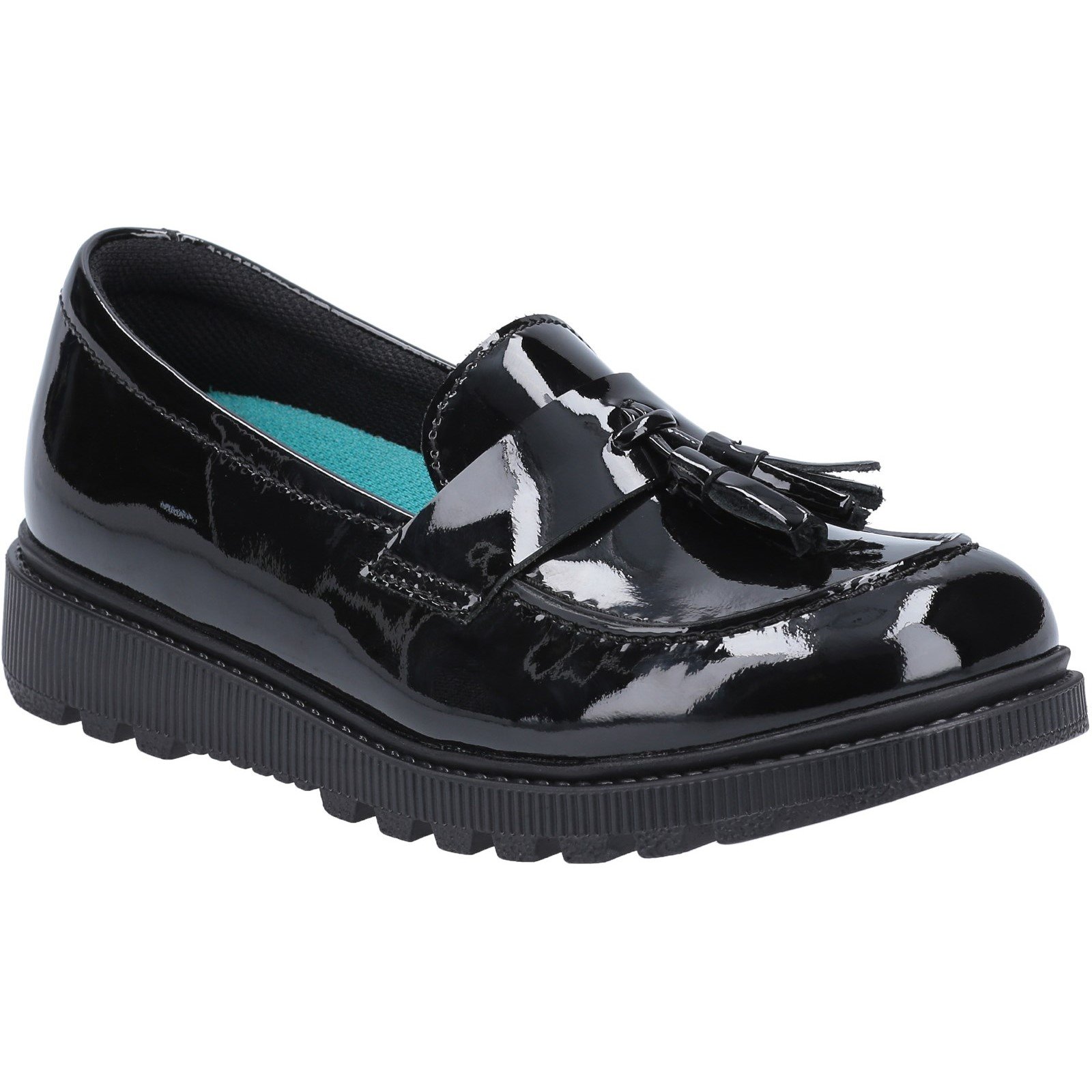Hush Puppies Kid's Karen Senior School Shoe Patent Black 30828 - Patent Black 7