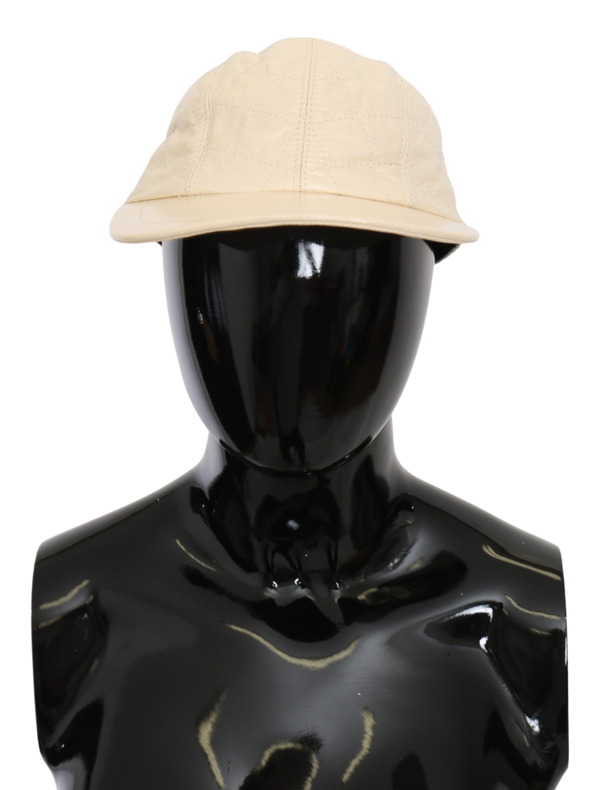 Dolce & Gabbana Men's Lamb Skin Leather Baseball Hat White HAT9098 - 57 cm|S
