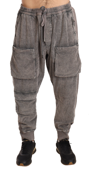Gray Cotton Jogger Cargo Trousers Pants - IT54 | XL