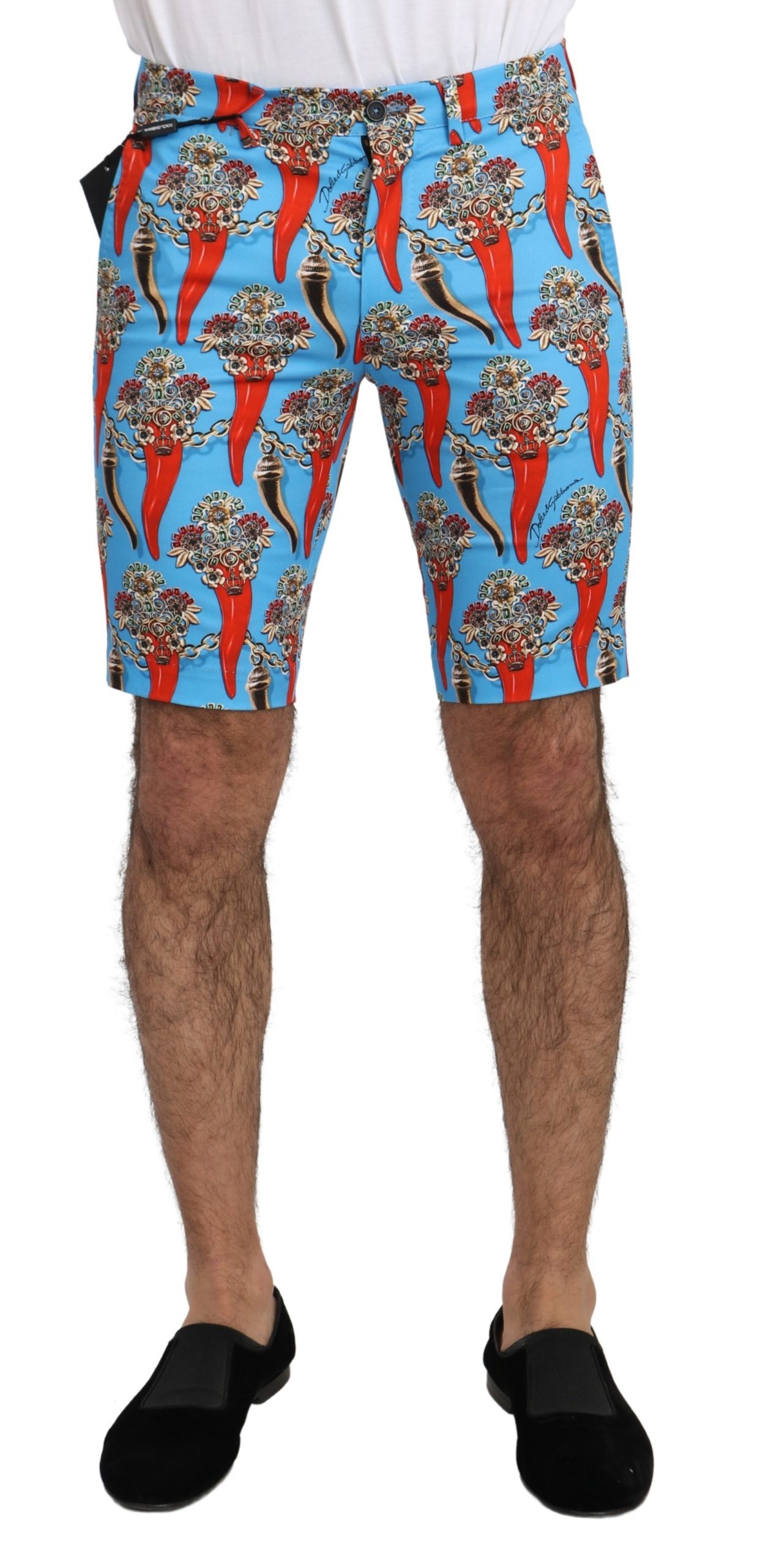 Dolce & Gabbana Men's Cotton Stretch Casual Royal Chili Shorts Blue PAN71284 - IT44 | XS