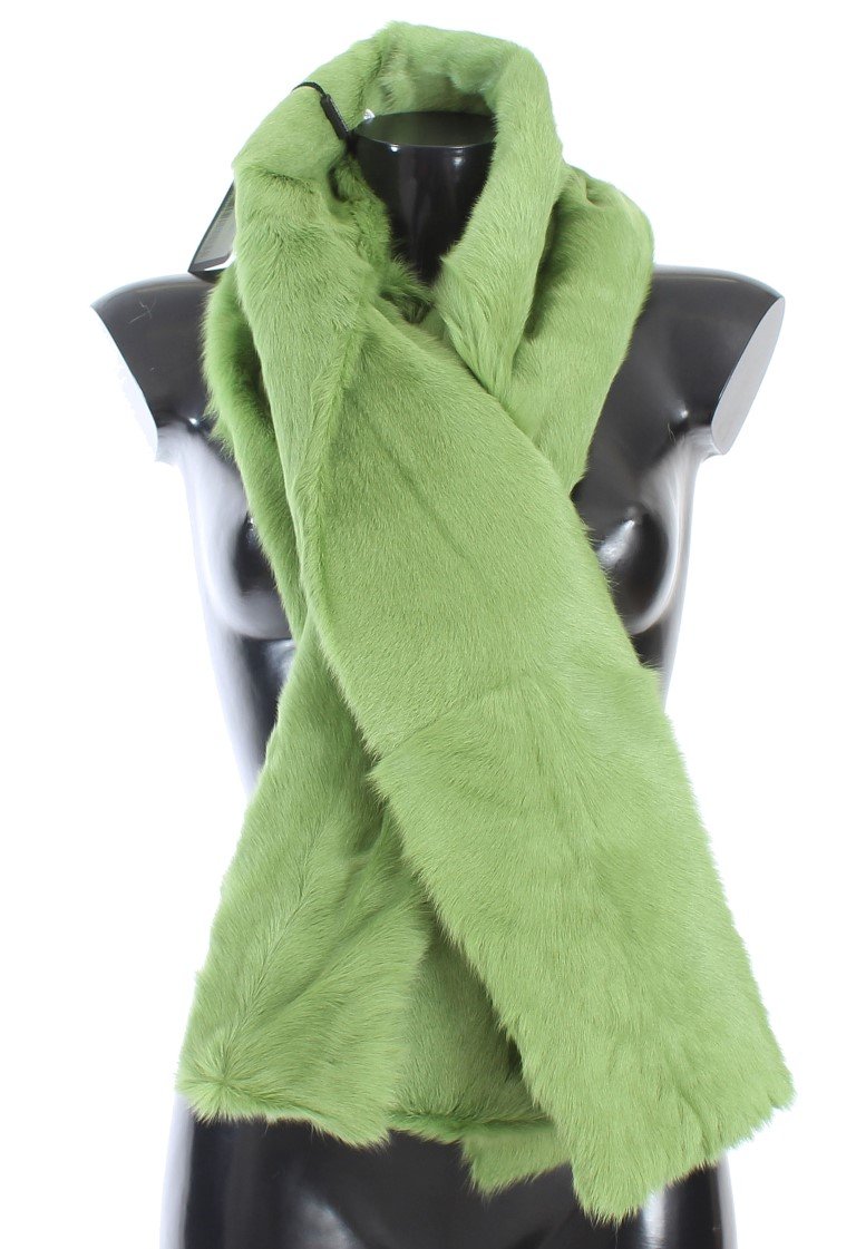Dolce & Gabbana Women's Goat Fur Long Scarf Green MS1577