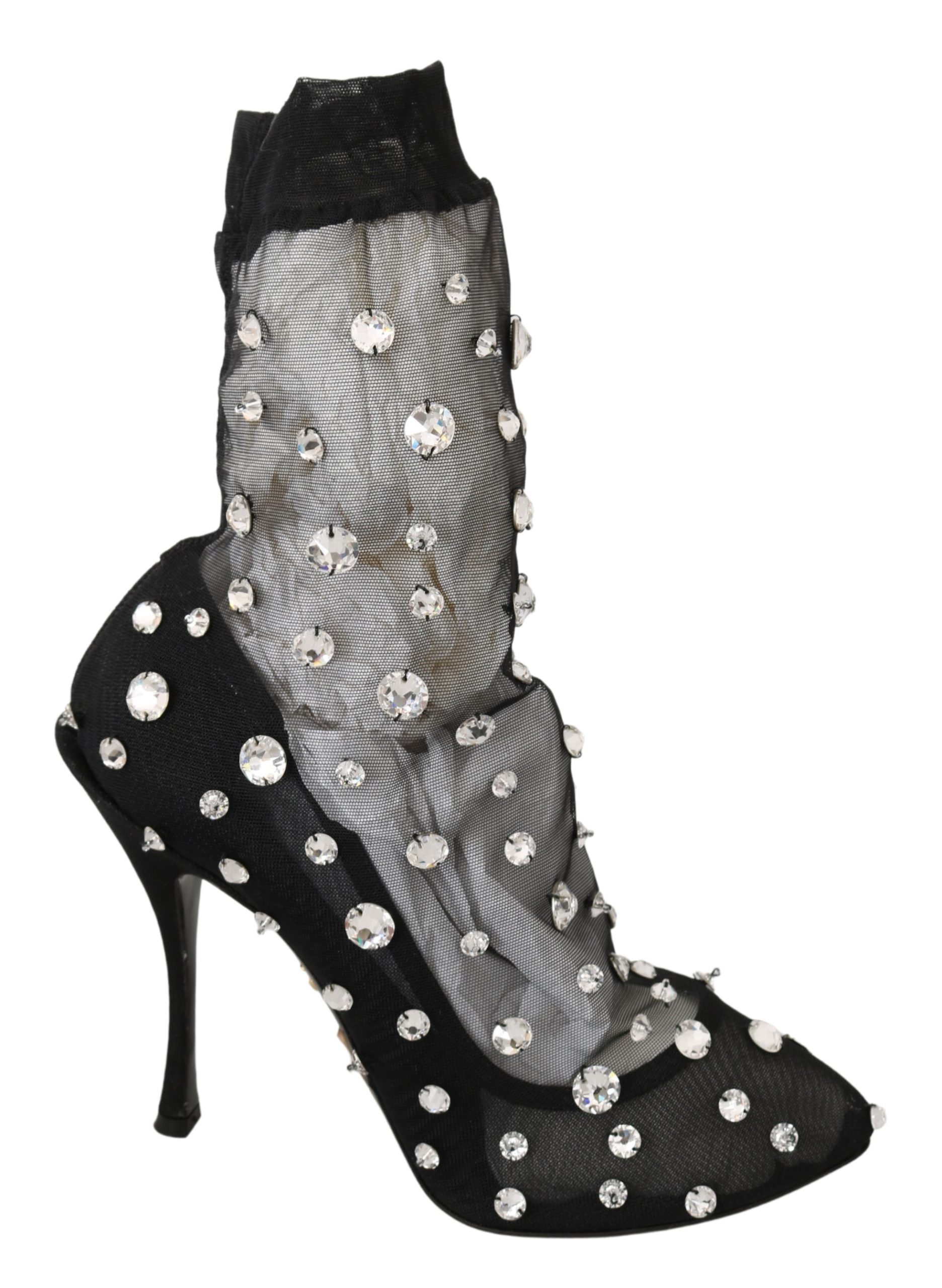 Dolce & Gabbana Women's Tulle Crystals Pumps Black LA7120 - EU39/US8.5