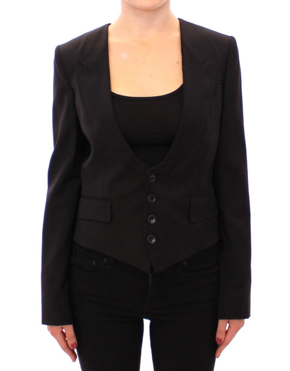 Dolce & Gabbana Women's Silk Scarf Back Blazer Black MOM11571-1 - IT40|S