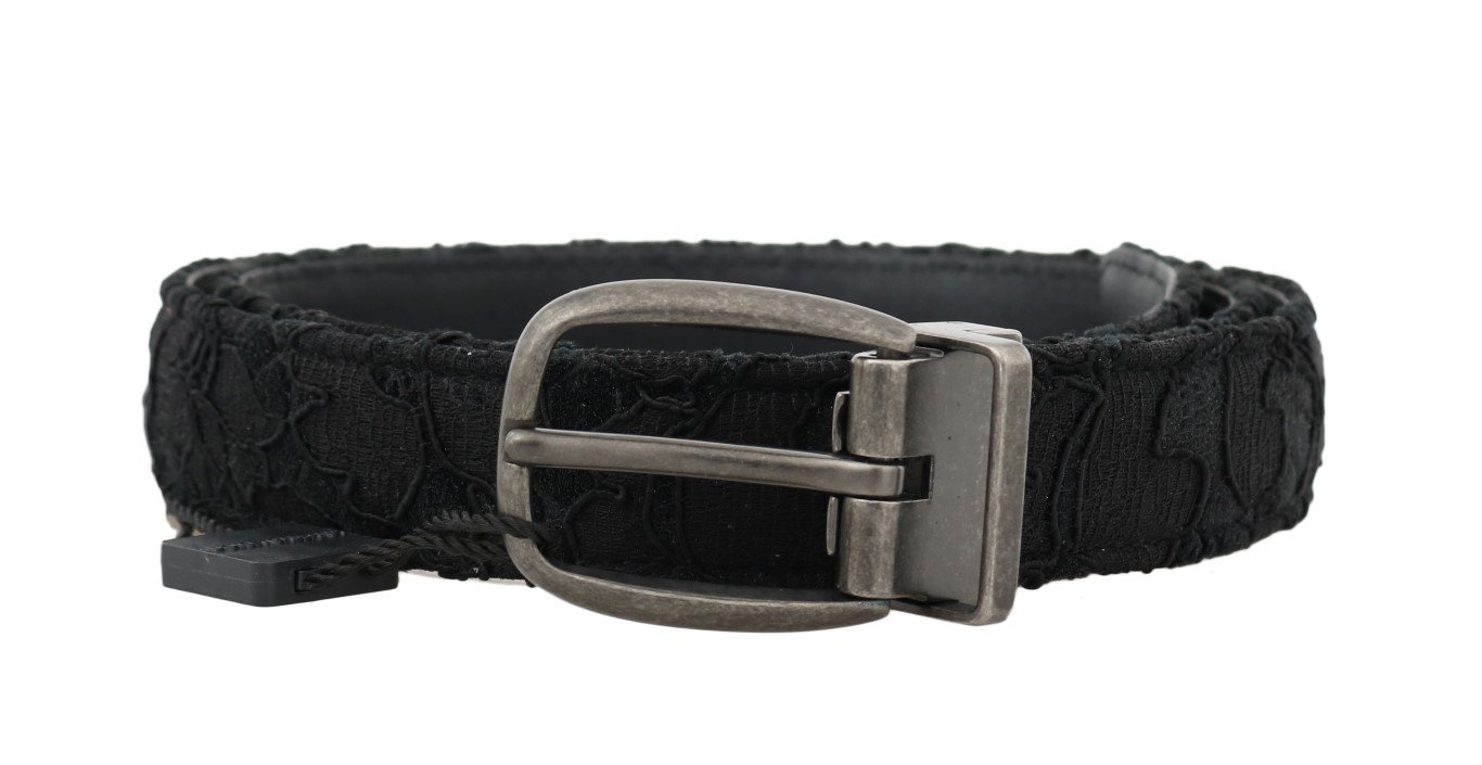 Dolce & Gabbana Men's Cotton Leather Belt Black BEL50060 - 100 cm / 40 Inches