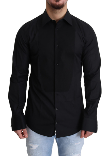 Black 100% Cotton Men Dress Formal Shirt - IT40 | M