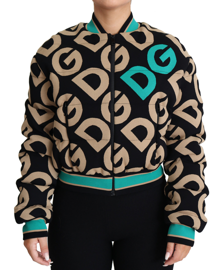 Multicolor DG Logo Print Quilted Bomber Jacket - IT40|S