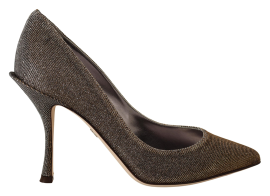 Gold Silver Fabric Heels Pumps Shoes - EU35.5/US5