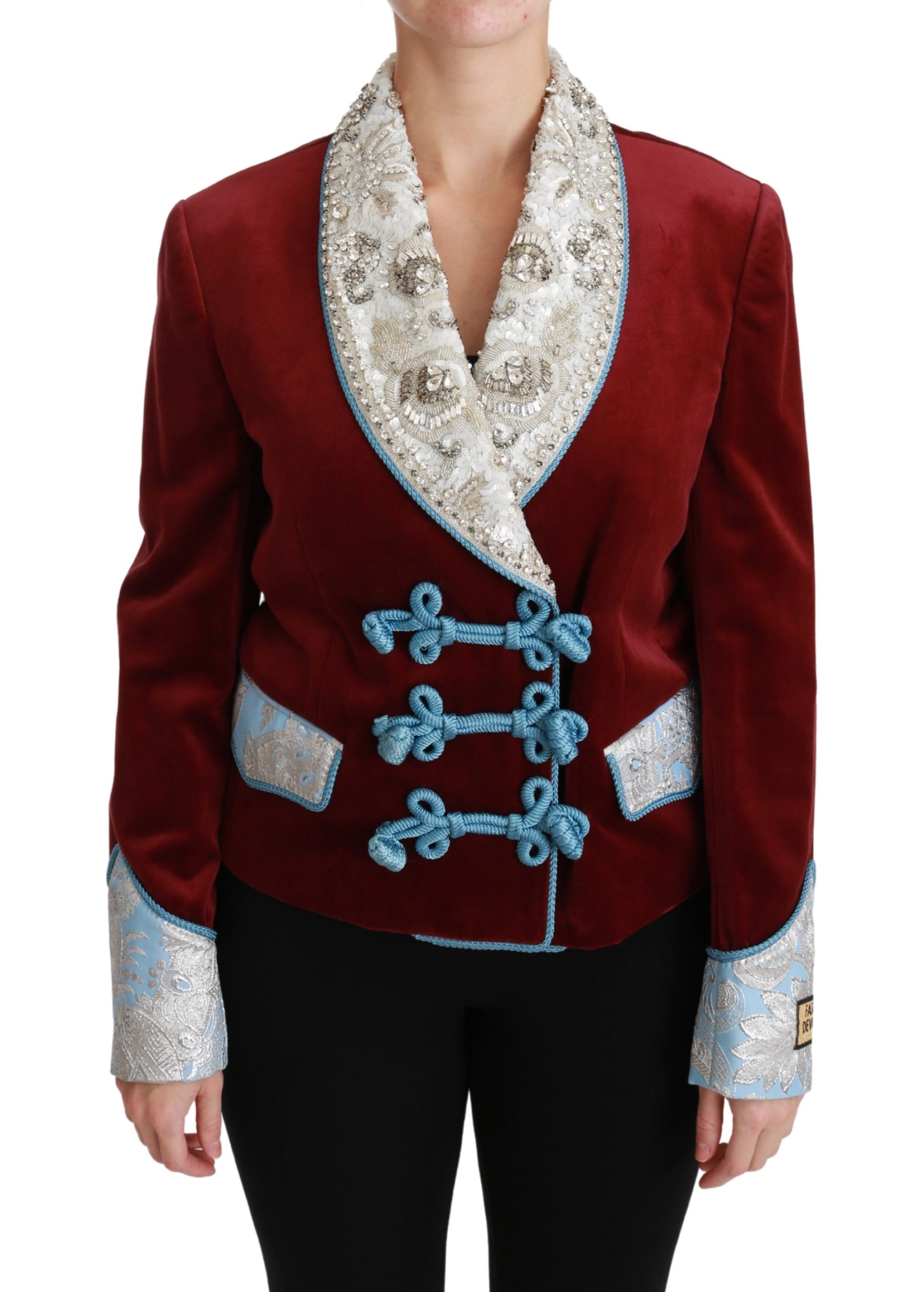 Dolce & Gabbana Women's Baroque Crystal Blazer Jacket Red JKT2558 - IT38|XS