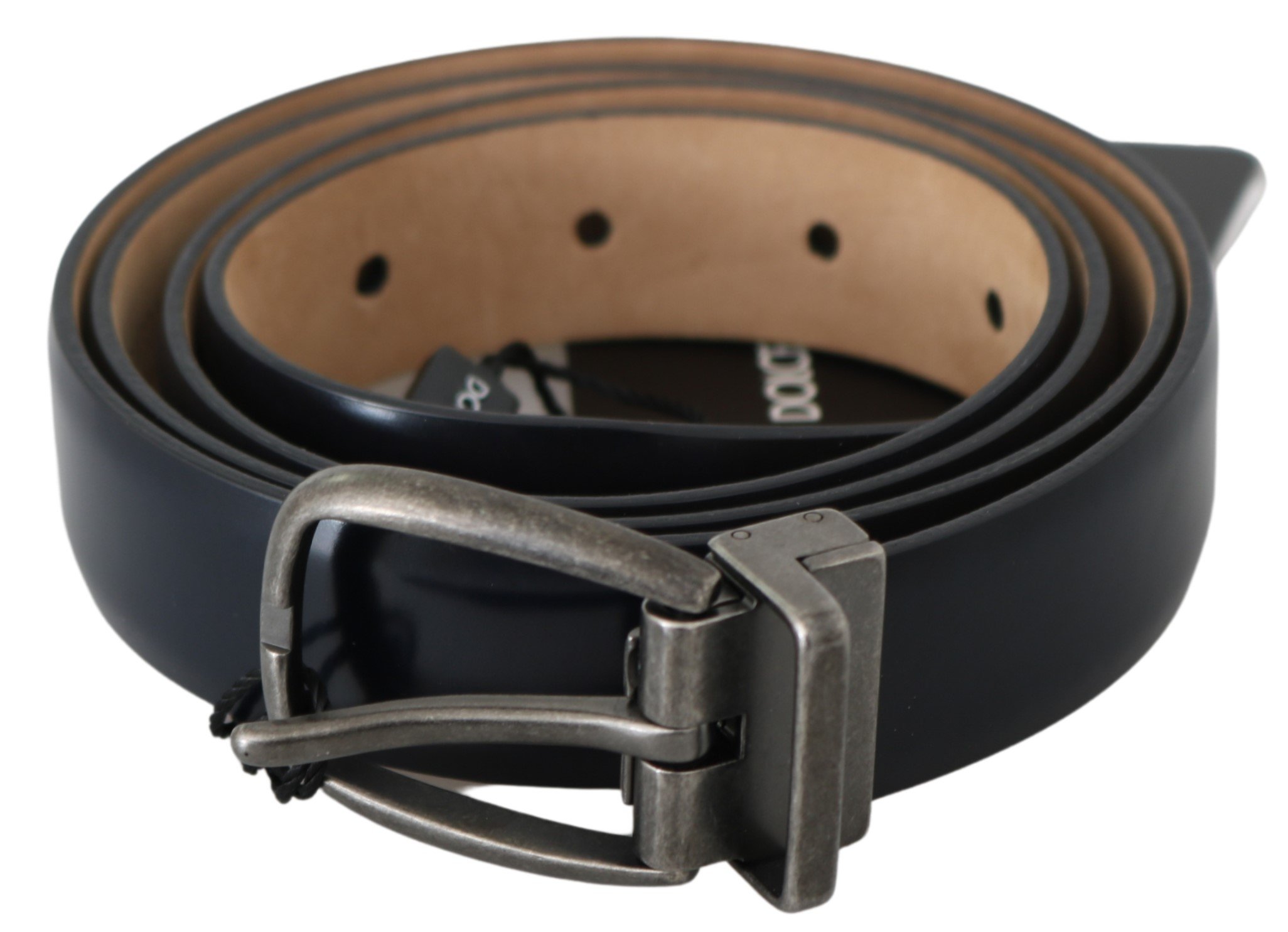 Dolce & Gabbana Men's Leather Brushed Buckle Belt Black BEL60685 - 105 cm / 42 Inches