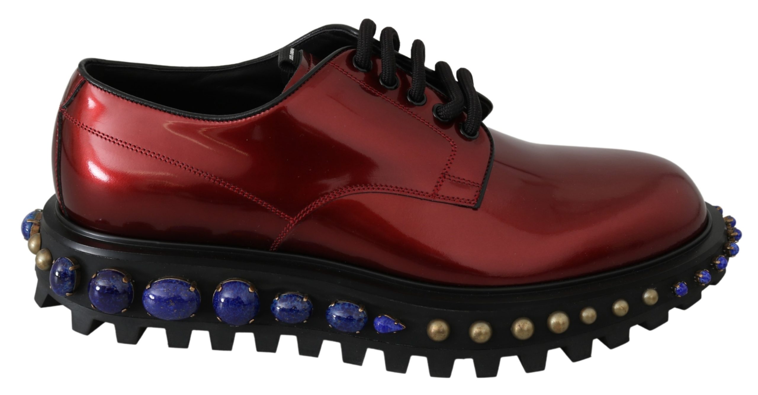 Dolce & Gabbana Men's Leather Crystals Studded Derby Shoe Red MV3005 - EU42/US9