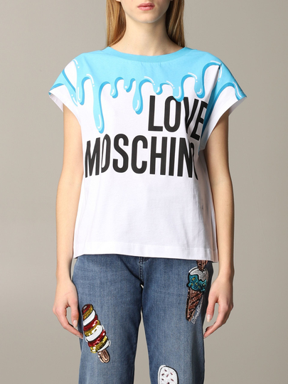 Love Moschino Women's Tops & T-Shirt Light Blue LO1486276-IT38-XS - IT38|XS
