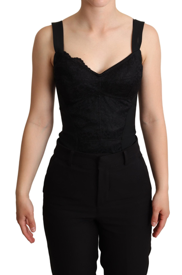 Black Floral Lace Bodysuit Hot Pants Dress - IT36 | XS
