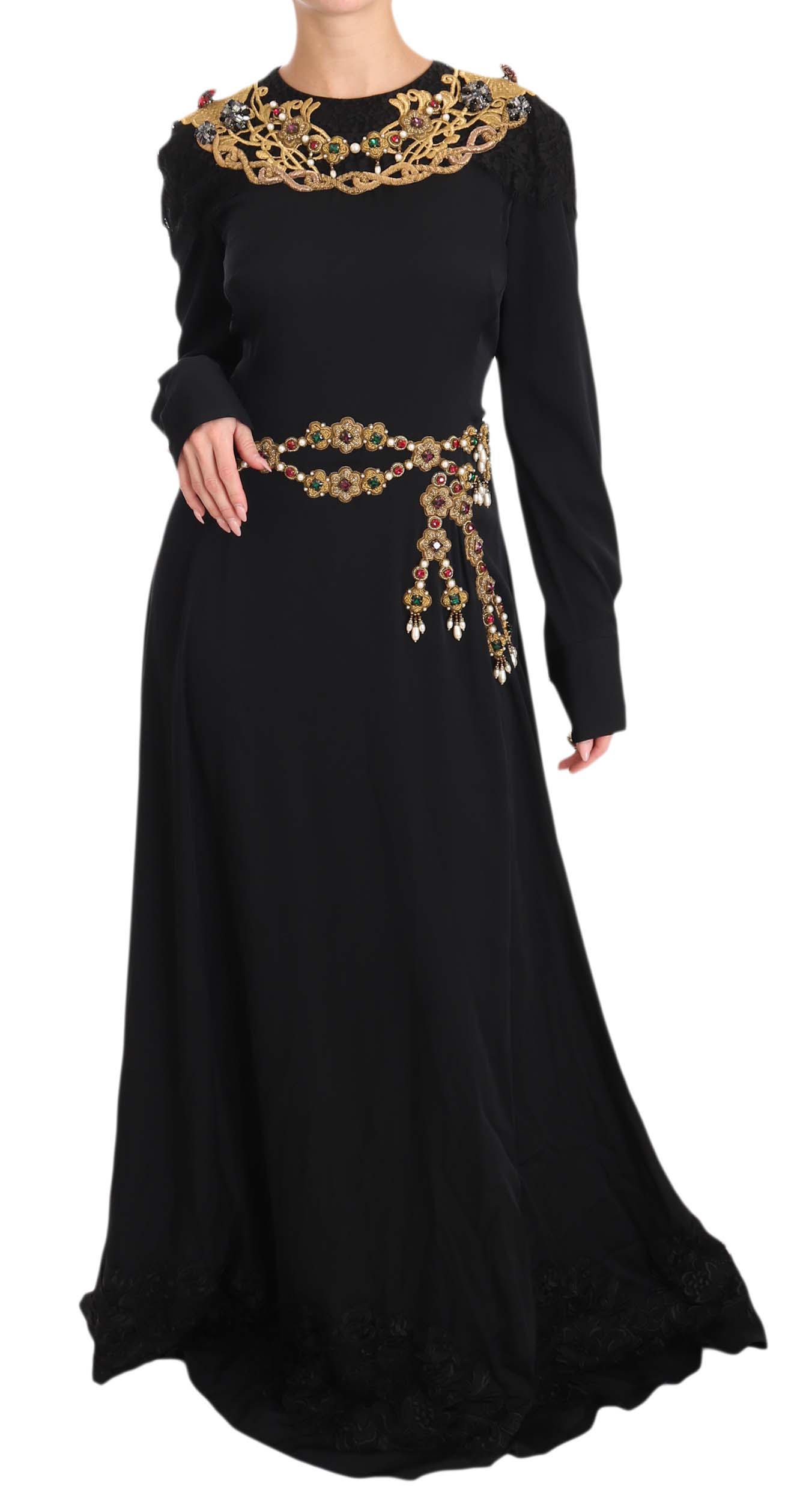 Dolce & Gabbana Women's Silk Stretch Crystal Dress Black DR1587 - IT38 | S