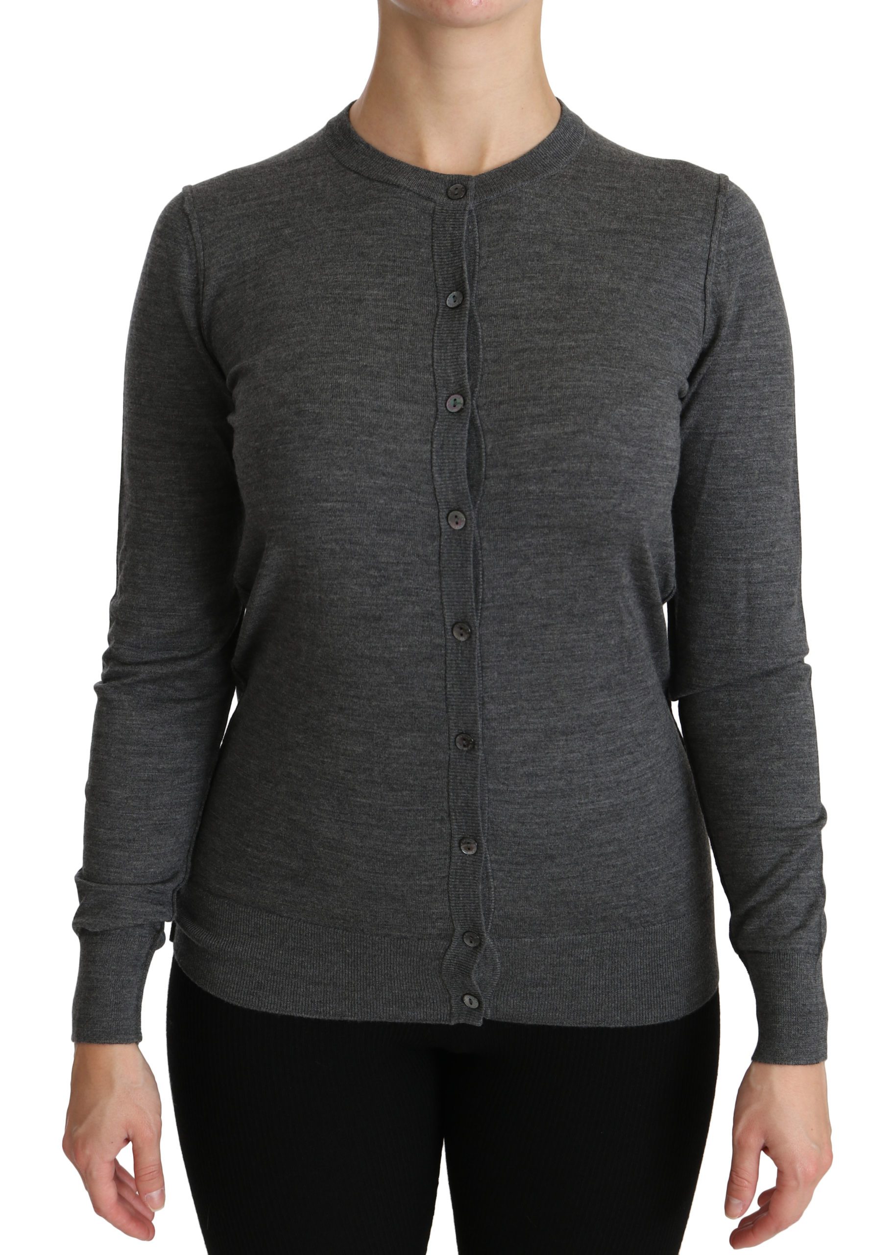 Dolce & Gabbana Women's LS Wool Cardigan Gray TSH4300 - IT38|XS