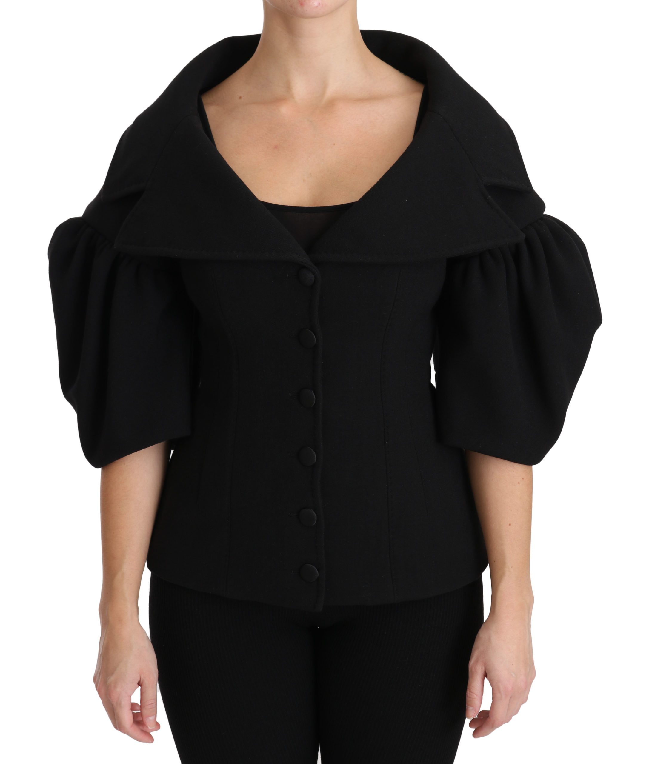 Dolce & Gabbana Women's Formal Virgin Wool Formal Coat Black JKT2486 - IT40|S