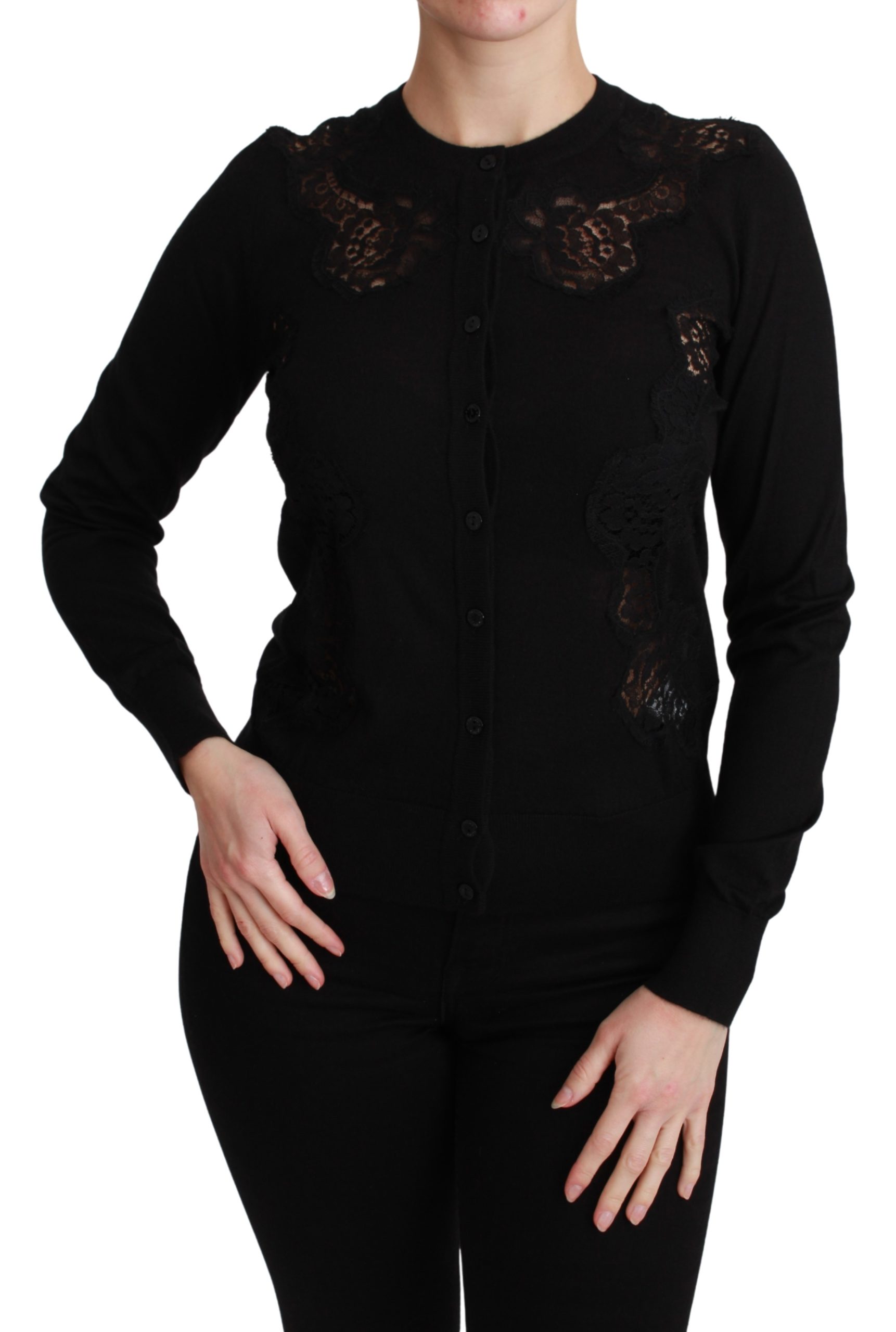 Dolce & Gabbana Women's Cashmere Lace Cardigan Black TSH4590 - IT36 | XS