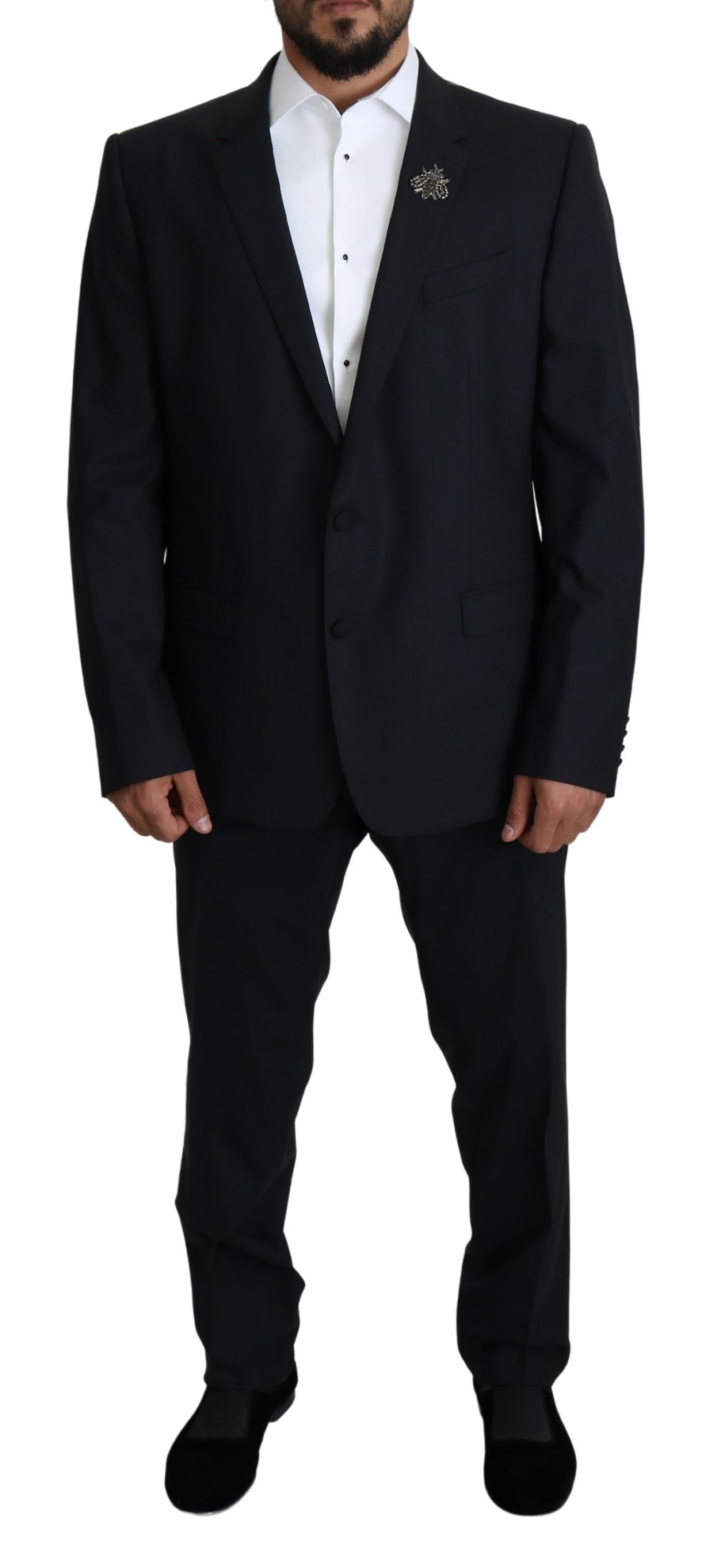 Dolce & Gabbana Men's Wool Stretch Crystal MARTINI Suit Blue KOS1815 - IT58 | XXL
