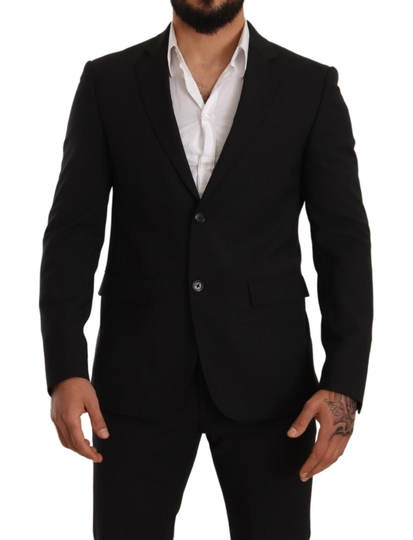 Black Striped Slim Fit 2 Piece Set Suit - IT50 | L