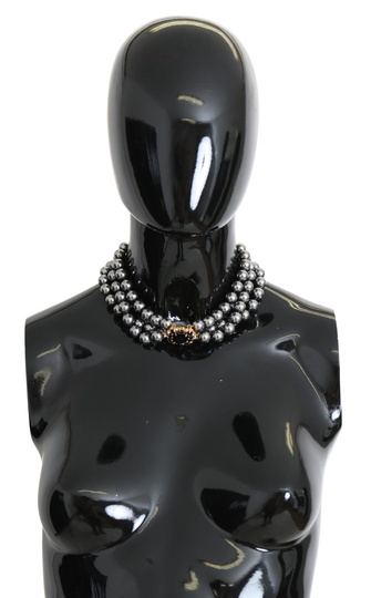 Dolce & Gabbana Women Faux Pearl Brass Necklace Black SMY100376