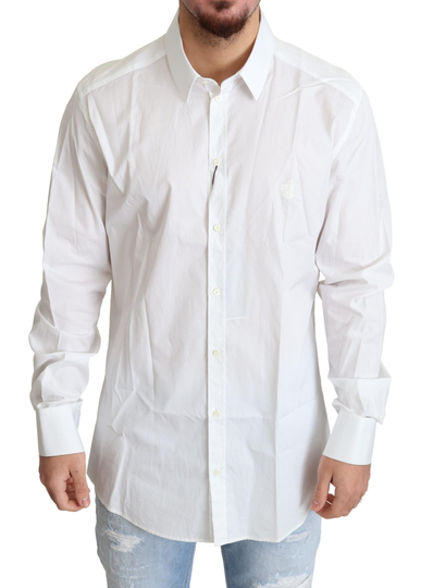 White Crown Embroidery Men Formal Shirt - IT44 | 3XL