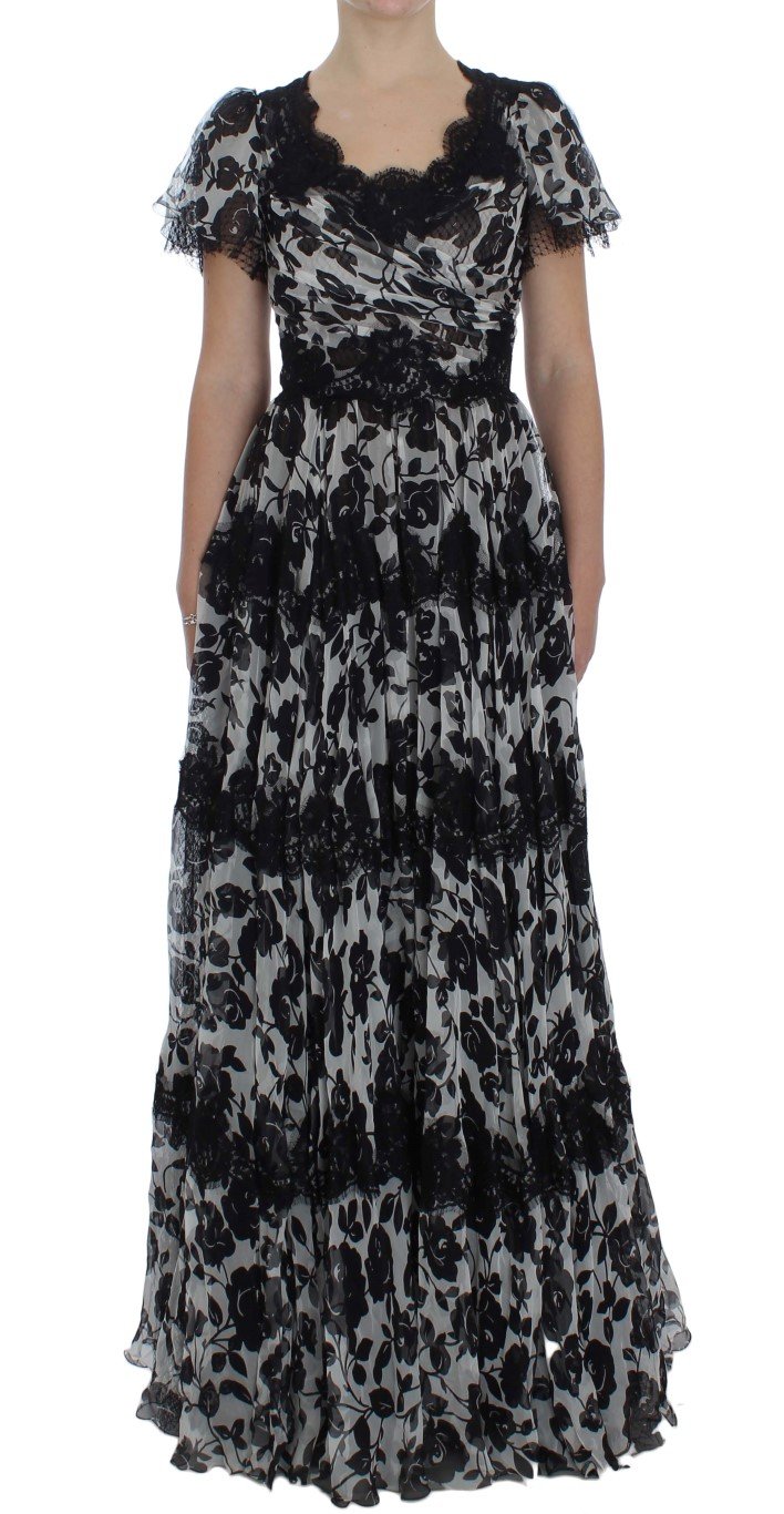 Dolce & Gabbana Women's Silk Floral Lace Ricamo Dress Black NOC10091 - IT42|M