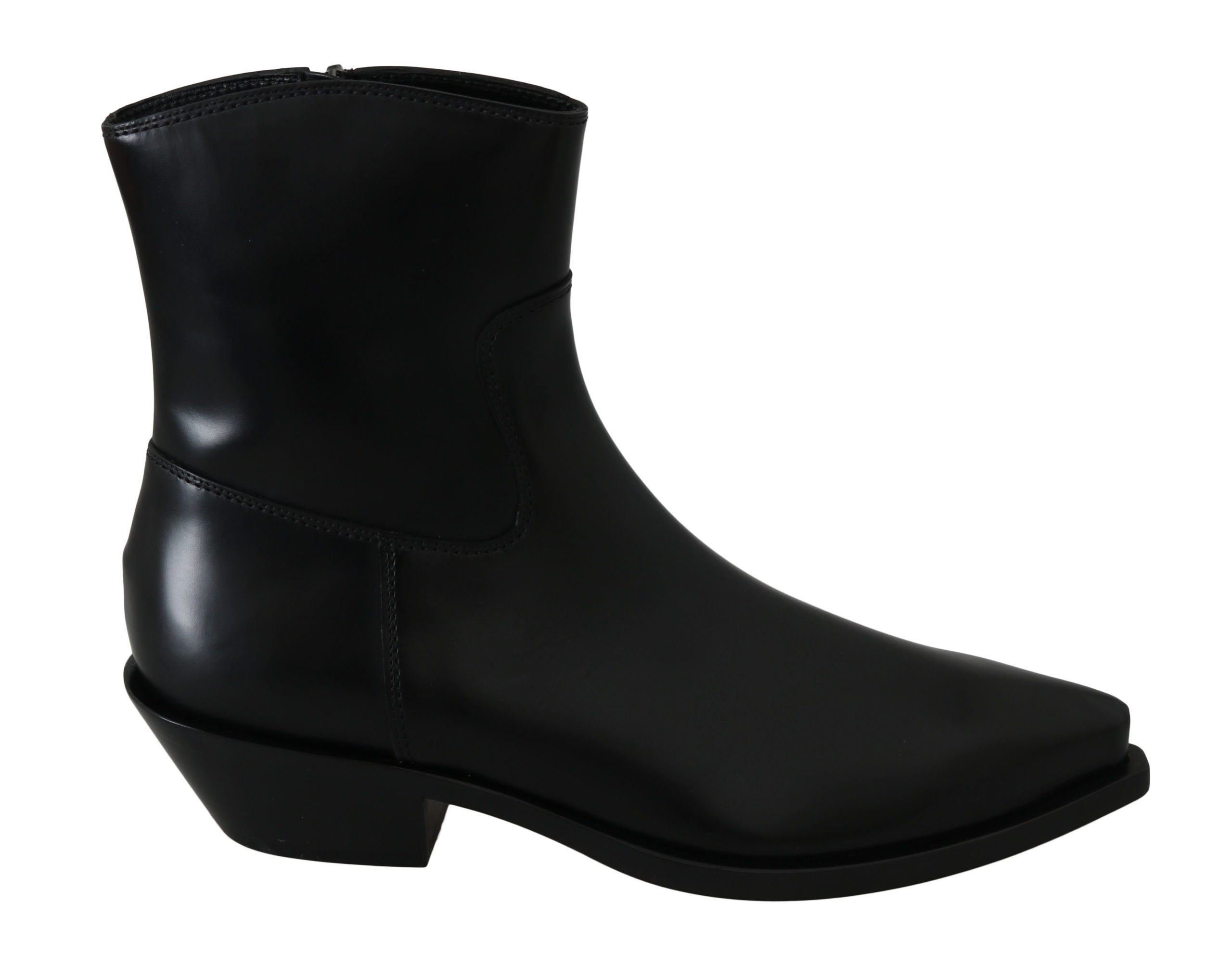 Dolce & Gabbana Women's Leather Ankle High Boots Black LA6305 - EU39/US8.5