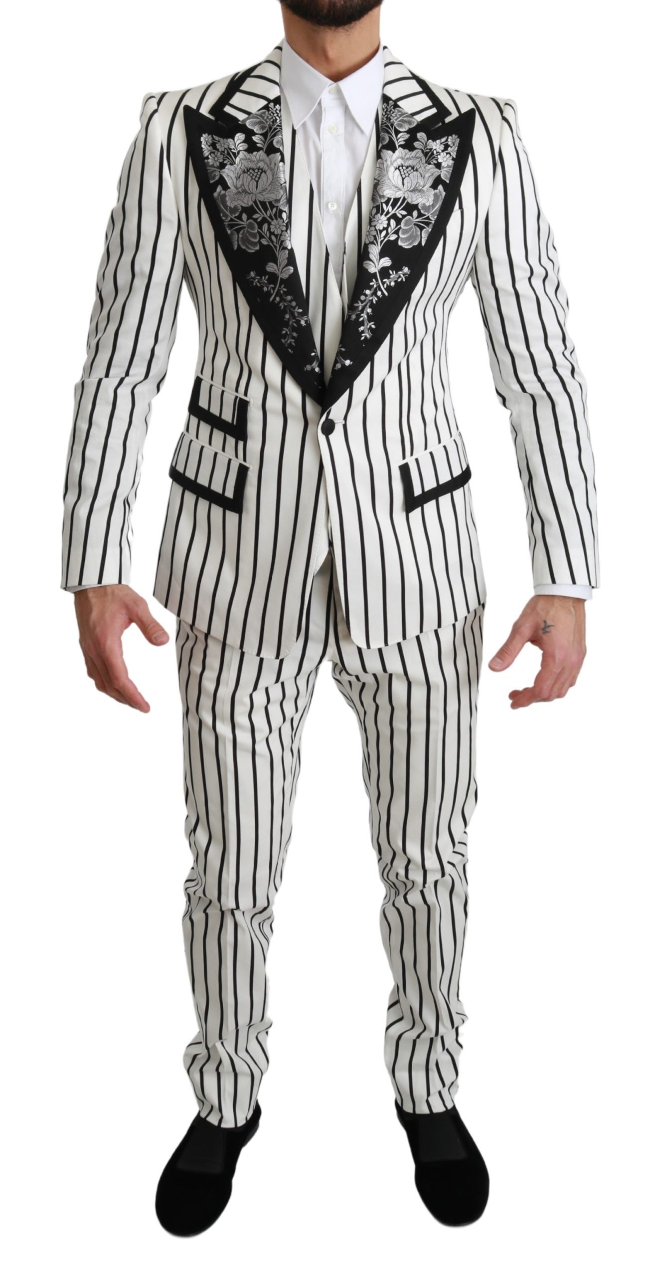 Dolce & Gabbana Men's Striped Floral 3 Piece Suit KOS1668 - IT46 | S